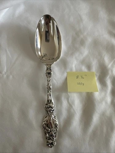 Serving Spoon 8 1/2” 100g Antique Lily Gorham Sterling Silver No Monogram