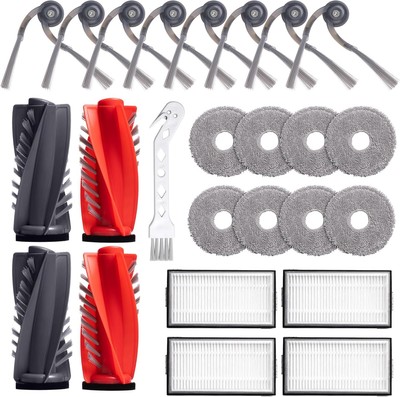 Kit Accessoires Roborock S8 MaxV Ultra - 1 Brosse Principale, 2 Filtres, 6 Brosses Latérales, 4 Sacs, 6 Chiffons