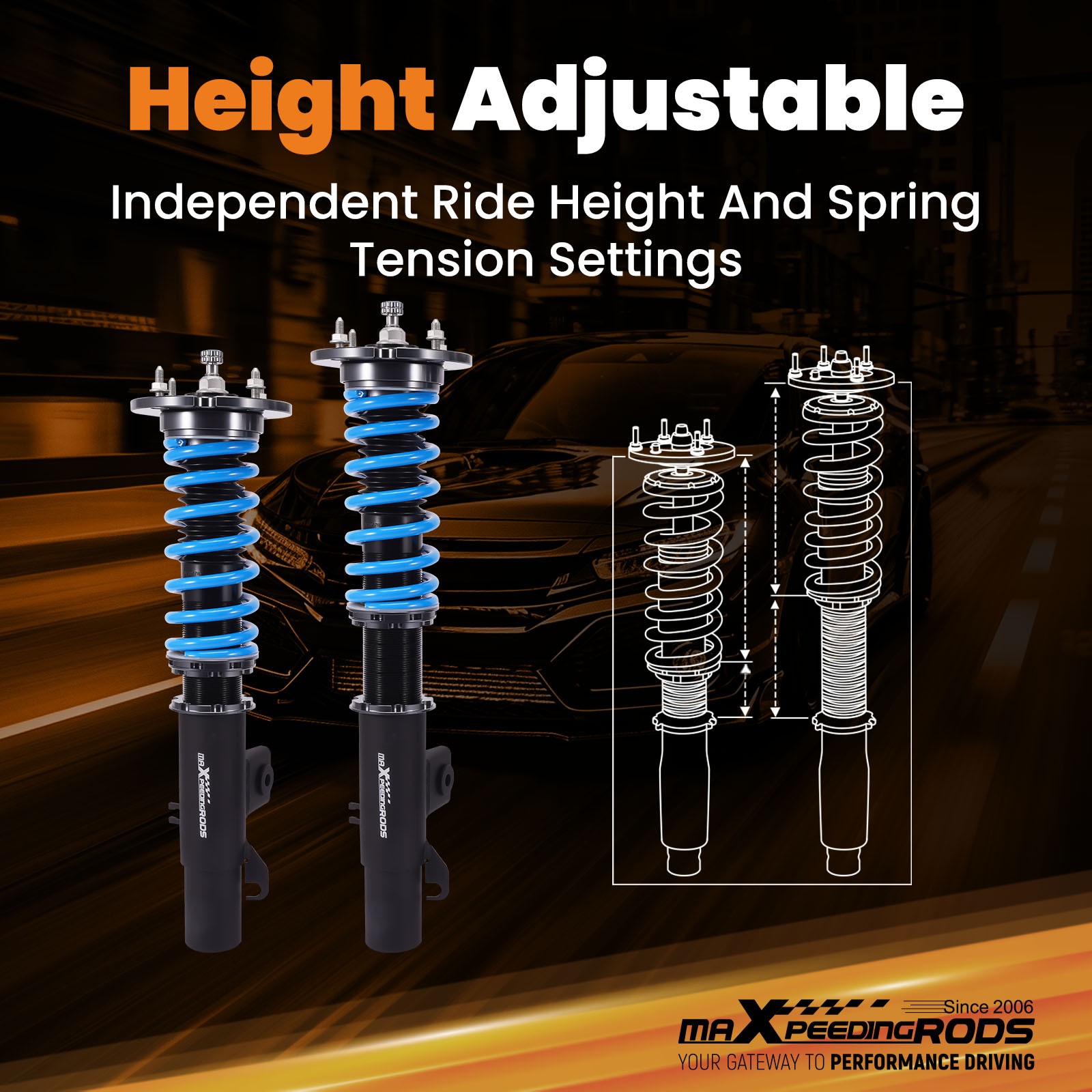 24 Way Damper Adjustable Coilover Lowering Kit  for Ford Flex 2009-12