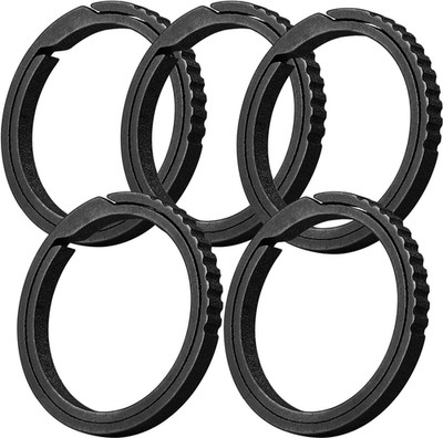 Titanium Keychain Rings, Split Side Pushing Key Rings Heavy Duty Black Key Ring