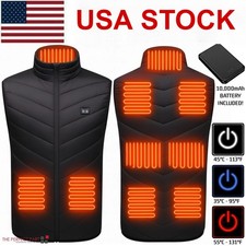 Heated Vest 9 Heating Zones Winter Electric Heating Vest  10000mAh Battery Pack