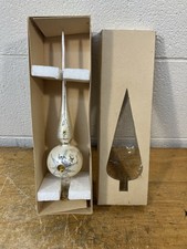 Vintage Glass Christmas Tree Topper Gold white Star Finial 12" Austrian