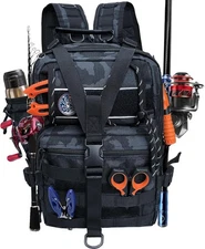 Fishing Tackle Backpack with Rod Holder Military Backpack Shoulder Storage Bag