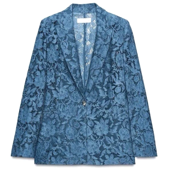 NWT ZARA LIMITED COLLECTION DESIGNER RUNWAY STYLE LACE POPULAR BLAZER JACKET