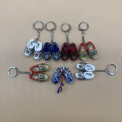 7 Pairs Holland Souvenirs Danish Shoes Keychain 6 Wood 1 Porcelain READ!
