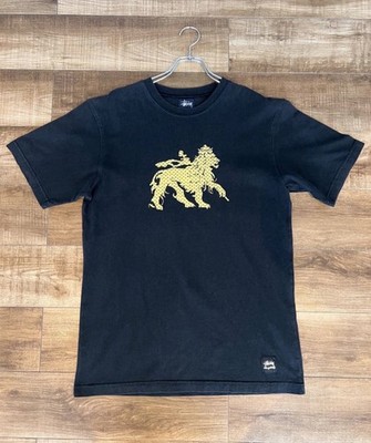 Vintage Stussy Lion Rasta T Shirt USA Made Black Fade L 90s 00s