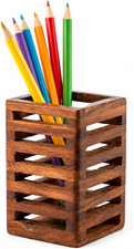 Handmade Wooden Pen Stand Desk Pen Holder, Solid Wood Pencil Organizer, New