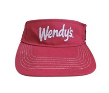 Wendy's Employee Visor Hat Cap Embroider Adjustable Red Dave Thomas Foundation