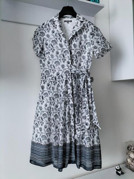 Women Laura Ashley Dress White Cotton 40 / L / 48 #A35I