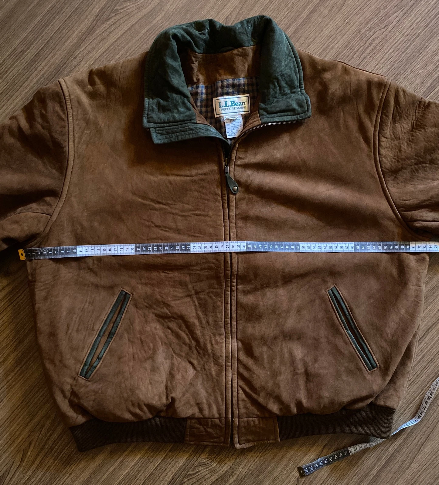 Vintage LL BEAN Leather Suede Bomber Jacket Flannel Lined USA Made image 10