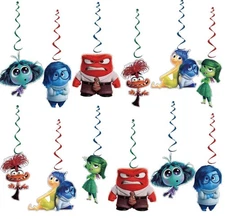 12Pcs Inside Out Hanging Swirls Ceiling Streamers Decorations Inside Out Birt...