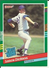 1991 DONRUSS RATED ROOKIE Series 2 Baseball Card #424 Lance Dickson CUBS. rookie card picture