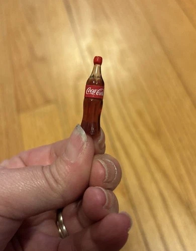 Vintage Mini Teeny Tiny Dollhouse Coca-Cola Miniature Brown Bottle Micro Coke