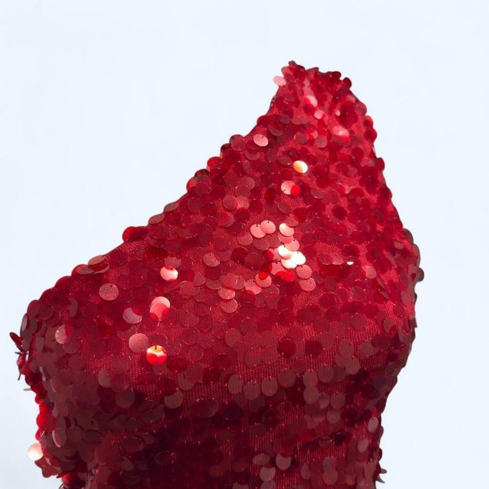 2K Laundry ruby red silk sequin one-shoulder top - image 2