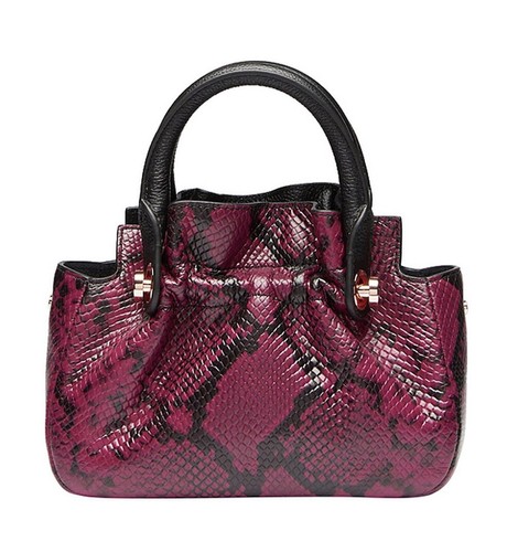 Mimco Bloom Micro Tote Bag Burgundy & Black Snake Skin Removable Strap Cute EUC - Picture 4 of 16