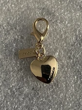 New Gold Heart Zipper Pull Keychain Bag Charm With Hang Tag