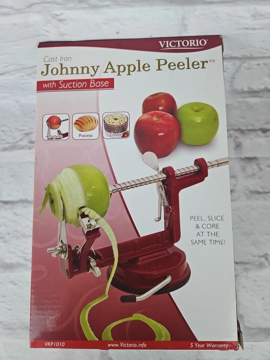 Johnny Apple Peeler by VictoriO VKP1010 With Suction Base Wood Handle SS Blades
Opens in a new windo
