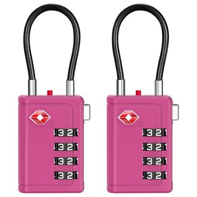 Puroma TSA Approved Luggage Travel Locks with Open Alert Indicator, Rose Red 