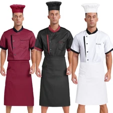 Mens Womens Unisex Uniforms Kitchen Work Wear Hat Outfit Hotel Chef Closure