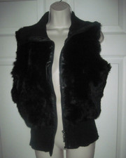 Jennyfer Women's Luxurious Black Rabbit Hair & Knit Vest Size 1x