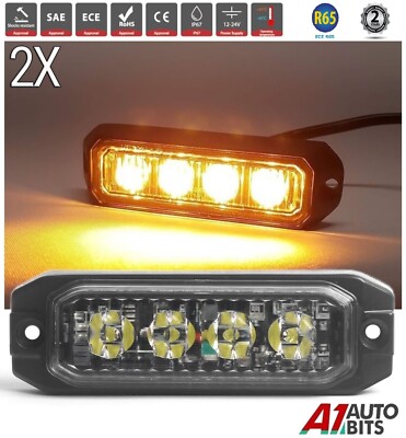 4 LED gelbe Stroboskop-Blinklichter X2 Recovery Lightbar R65 Halterung Leuchtfeuer 12-24 V