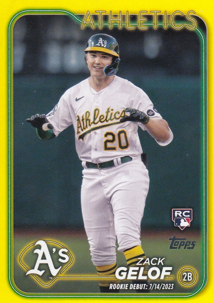 ZACK GELOF TOPPS UPDATE ROOKIE YELLOW PARALLEL RC A'S #US131 2024 24