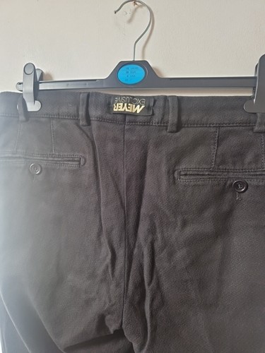 Meyer Exclusive Bonn Black Brushed Cotton Trousers Chinos Size W34 L32 - Picture 8 of 10