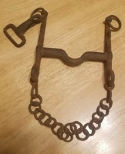 Vintage Metal Horse Bit Snaffle - With Chain 