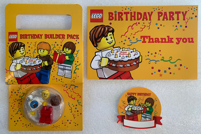 Lego Birthday Builder Pack - Minifig, 3D Sticker, Invitation, License