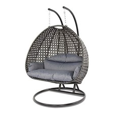 2 Person Wicker Swing Chair Rattan Hammock Hanging Wicker Porch Swing Chair