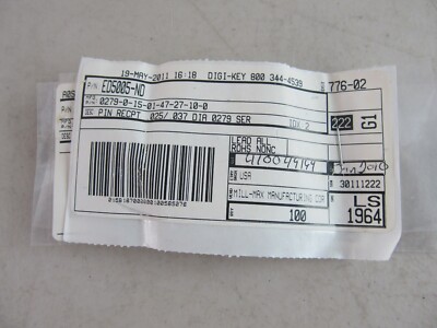 100 PCS 0279-0-15-01-47-27-10-0 MILLMAX CONN PIN RCPT .025 / .037