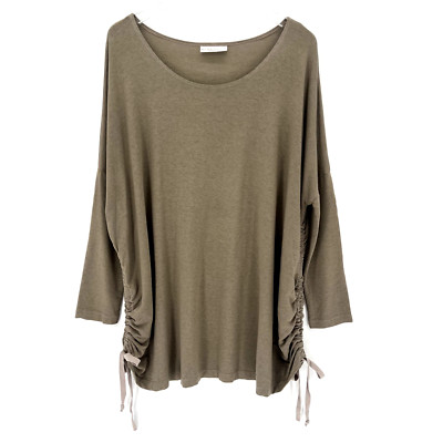 Bryn Walker Ruched Inman Tunic Top Size XS Terry Oversized Boxy Lagenlook Brown
