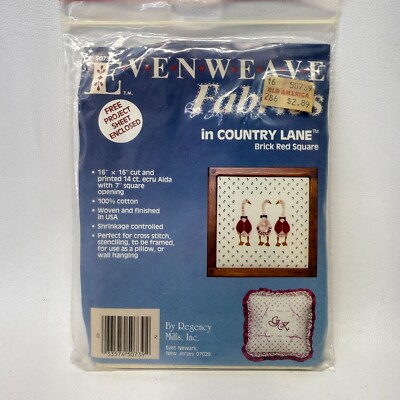 Evenweave Fabrics in Country Lane Brick Red Square 16''x16'' Printed 14ct Aida