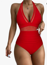 RXRXCOCO Womens One Piece Swimsuits Tummy Control Bathing Suit Drawstring Halter