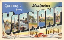 1940 Montpelier Vermont VT From Large Letter Linen 9A-H1960 Postcard