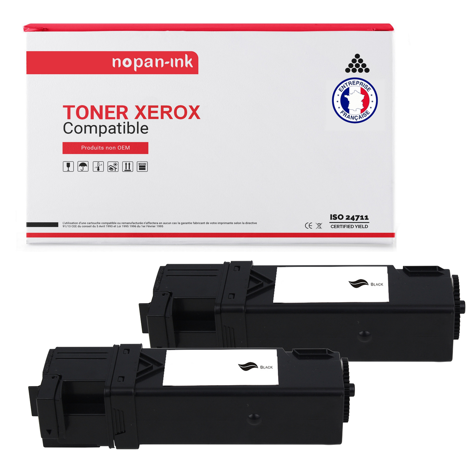 Pack de 2 toners noirs compatibles Xerox 106R01597 pour imprimante de bureau Nopan-Ink