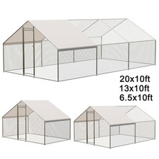 20 x10ft Walk-in Metal Chicken Coop Poultry Cage Pet House w/ Chicken Run Cover