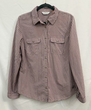Orvis Pink Purple Plaid Button Front Long Sleeve Shirt Womens M Nylon Blend