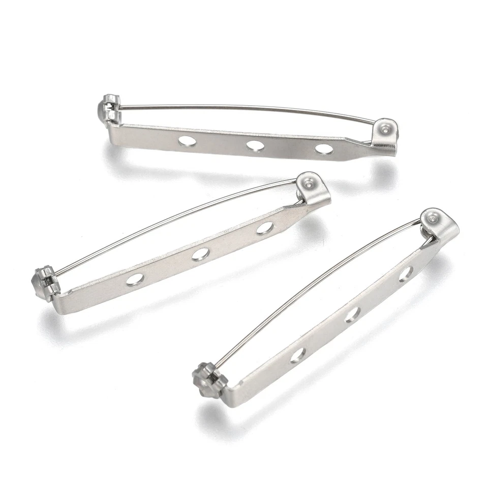 50x Pasadores de barra trasera de acero inoxidable con broche de agujero juegos de fornituras artesanías 40x5x7 mm Foto 3 de 3