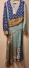 BNWT ZARA MULTICOLOUR PATCHWORK PRINT SATIN MIDI DRESS WITH CUT-OUT DETAIL XS