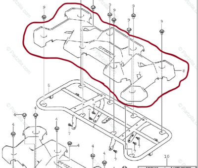 SUZUKI KING QUAD 500 & 750 REAR RACK, CARRIER BLACK PLASTIC COVER