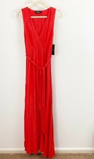 NEW Lulu's Abigail Coral Surplice Tie Waist Maxi Dress Size Small Sleeveless