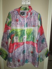 Womens Luii Multi Color Sheer Zip Front Jacket, Sz L, New, Ret $149 Lqqk!!!