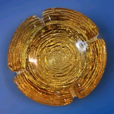 Vintage Amber / Orange Swirled Glass Ashtray " BEAUTIFUL COLLECTIBLE ITEM " 4in.