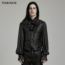 PUNK RAVE Men Black Steampunk Gothic Vampire Visual Jacquard Vests Waistcoat