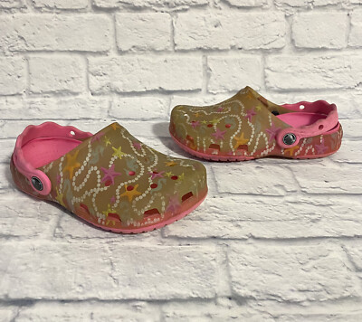 Crocs Translucent Starfish Seahorse Clogs Girl s Youth Size 2 Pink Multicolor