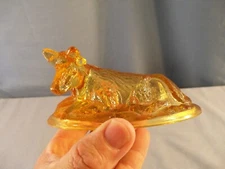 L.G. Wright Amber Glass Cow on the Nest Covered Candy Dish TOP LID ONLY