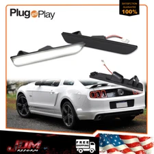 Smoked Lens White LED Rear Bumper Side Marker Light Lamps For 10-14 Ford Mustang
