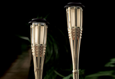 2er Set LED Solar Bambus Fackel Bambusfackel Lampe Solarlampe Leuchte  Fackeln | eBay.de