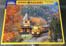 White Mountain 1000 pc Jigsaw puzzle Scenic Railroad Train Fall Leaves NEW 2020